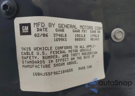 2006 Saturn Ion 2 из США, поврежденный, VIN 1G8AJ55F96Z184655